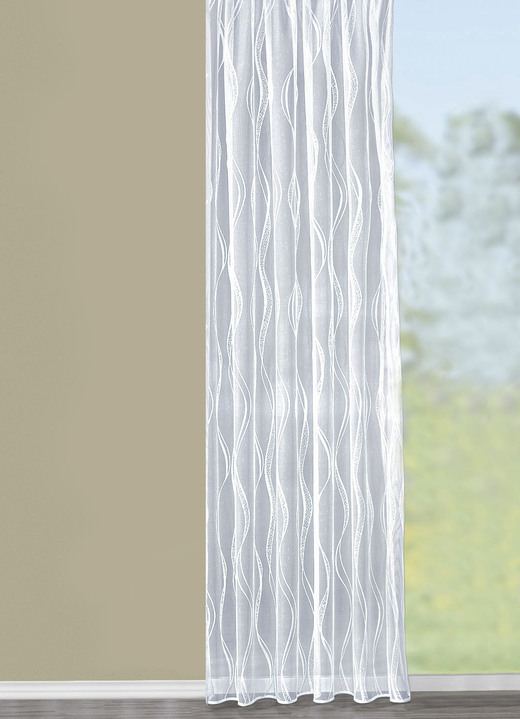 Traum in Weiss - Vorhang Welle mit Bleibandabschluss, in Größe 136 (H100xB300 cm) bis 283 (H245xB300 cm), in Farbe WEISS Ansicht 1