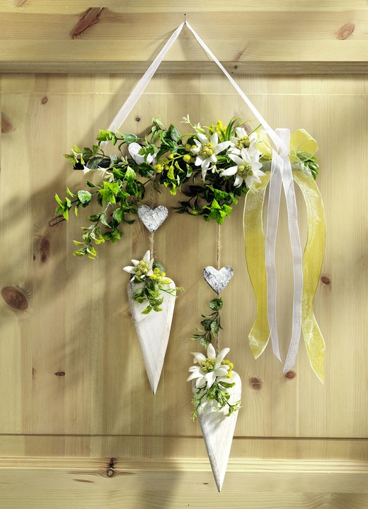 Kunst- & Textilpflanzen - Türhänger mit Edelweissblüten, in Farbe GRÜN