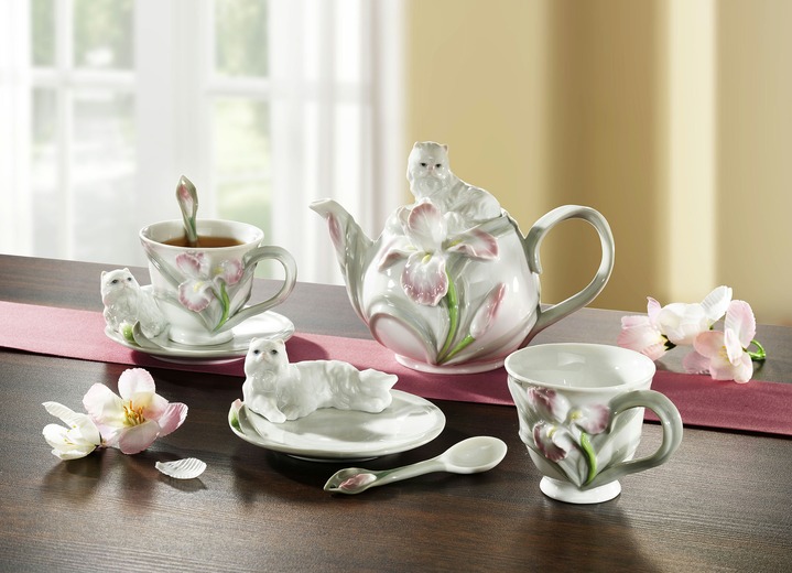 - 8-teiliges Porzellan-Tee-Service, in Farbe WEISS