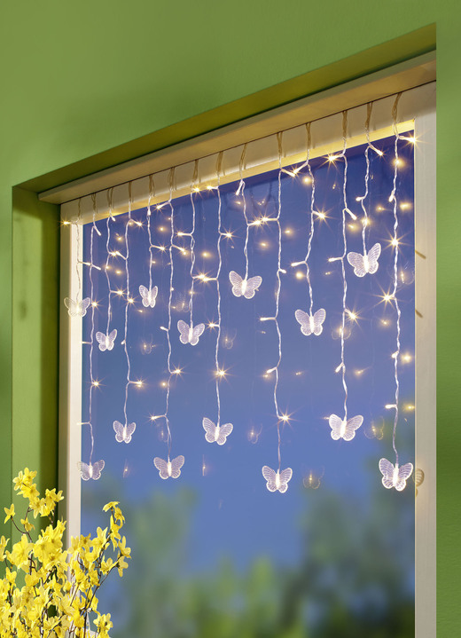 Wohnaccessoires - LED-Lichtervorhang mit Schmetterlinge, in Farbe WEISS