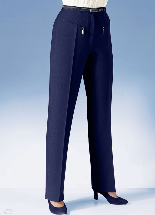 Hosen - Hose mit paspelierten Reißverschluss-Taschen, in Größe 018 bis 088, in Farbe MARINE Ansicht 1