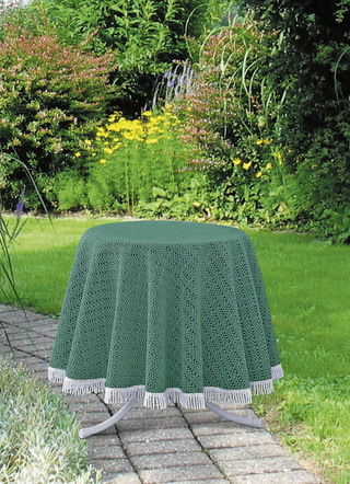 Wind- und wetterfeste Gartentischdecke mit Fransenabschluss