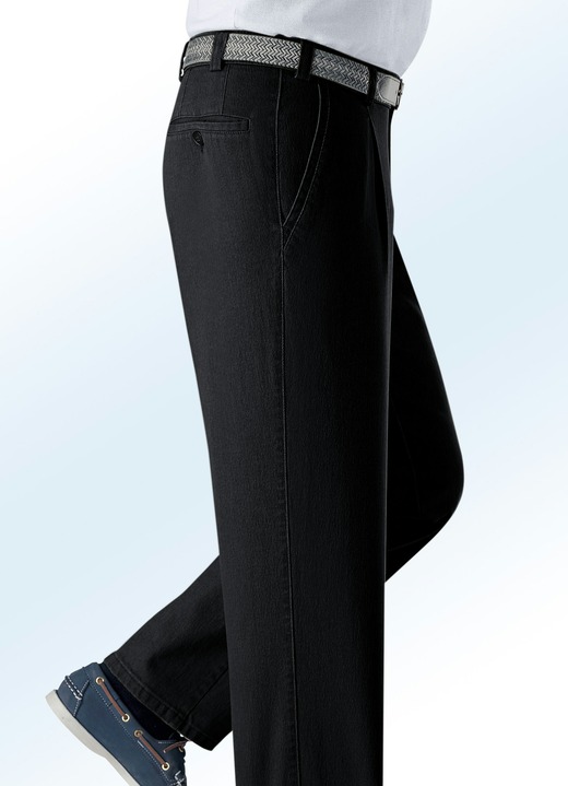 Hosen - Unterbauch-Jeans mit Gürtel in 2 Farben Hosen - Unterbauch-Jeans mit Gürtel in 2 Farben, in Größe 024 bis 060, in Farbe SCHWARZ