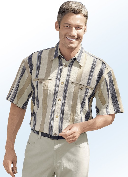 Hemden, Pullover & Shirts - Hemd mit Brustpaspeltaschen Hemden, Pullover & Shirts - Hemd mit Brustpaspeltaschen, in Größe 3XL (47/48) bis XXL (45/46), in Farbe ECRU-TAUPE-ANTHRAZIT