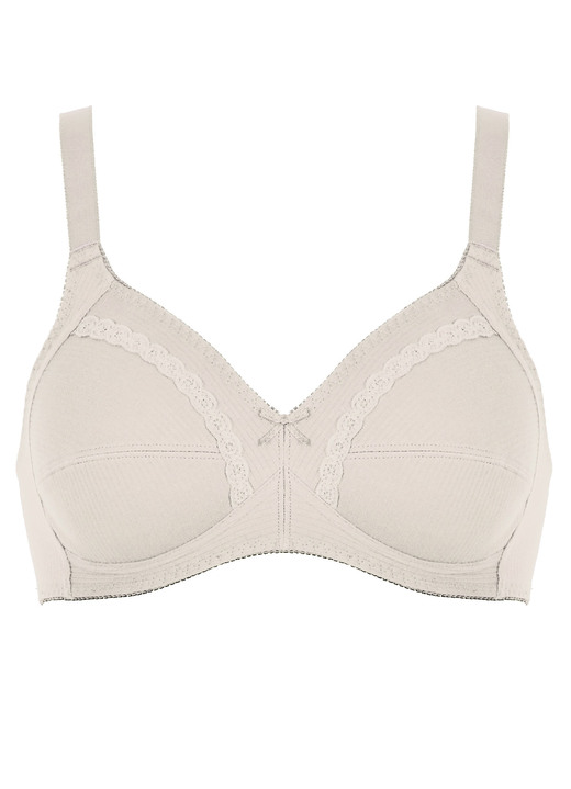 Soft-BH - Naturana Zweierpack  BH mit dekorativem Spitzenband in den Cups, in Größe 075 bis 100, in Cup D, in Farbe 2X PUDER Ansicht 1