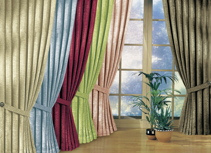 Klassisch - Übervorhänge-Garnitur mit Universalschienenband, in Größe 750 (H150xB115 cm) bis 899 (2er-Pack Raffhalter, 60 cm), in Farbe CREME Ansicht 1