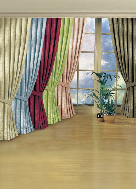 Klassisch - Fensterdekoration aus schwerer Thermo-Chenille-Qualität, in Größe 364 (H150xB135 cm) bis 464 (H245xB270 cm), in Farbe TERRA, in Ausführung mit Universalschienenband Ansicht 1