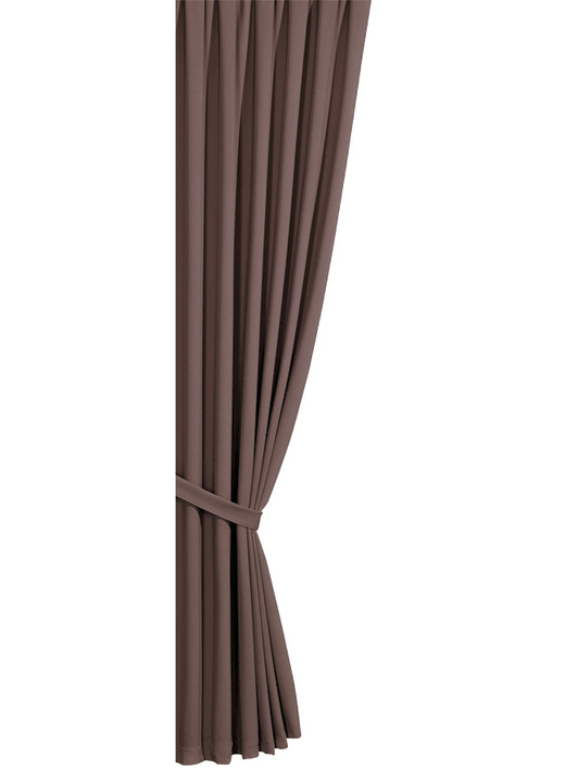 Klassisch - Verdunkelungs-Schals mit Universalschienenband , in Größe 119 (H150xB140 cm) bis 304 (2er-Pack Raffhalter, 80 cm), in Farbe BRAUN Ansicht 1