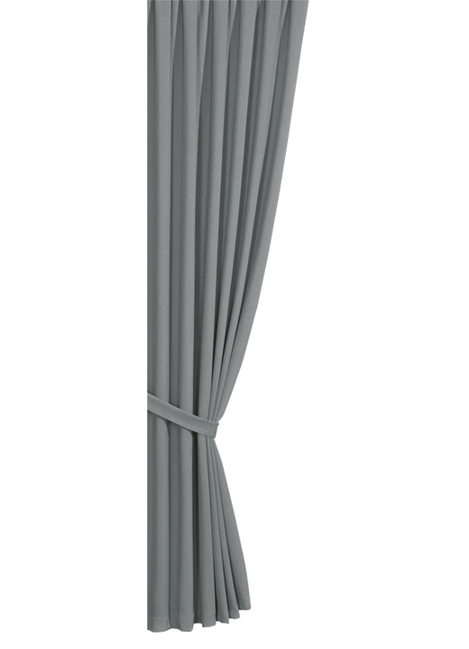 Klassisch - Verdunkelungs-Schals mit Universalschienenband, in Größe 119 (H150xB140 cm) bis 304 (2er-Pack Raffhalter, 80 cm), in Farbe SILBER Ansicht 1