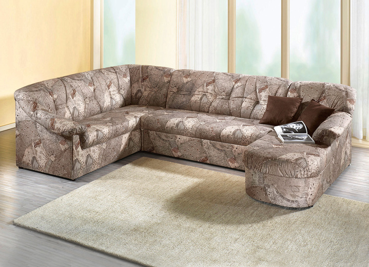 - Polstermöbel mit weichem Bezug aus Microvelours, in Farbe BEIGE, in Ausführung Hocker
