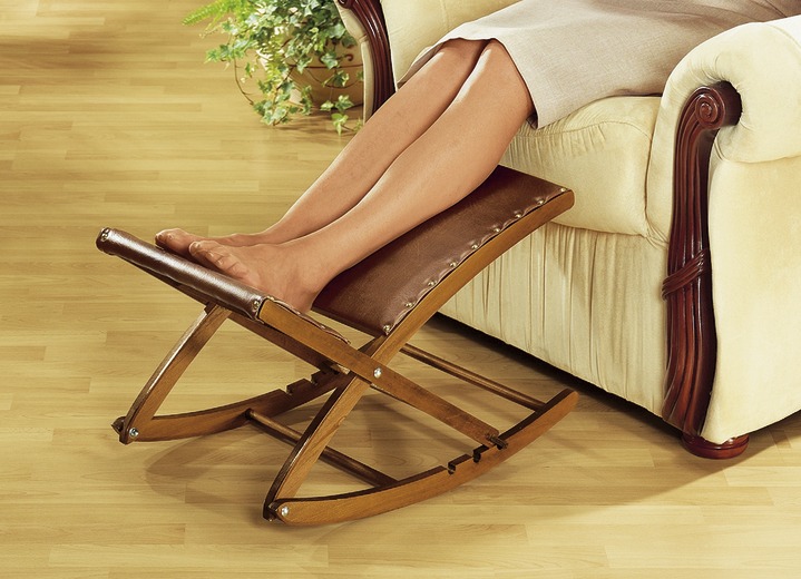 Komfortmöbel - «ZEIDLER» Fussschaukel in verschiedenen Ausführungen, in Farbe BRAUN, in Ausführung Bezug aus braunem Kunstleder Ansicht 1