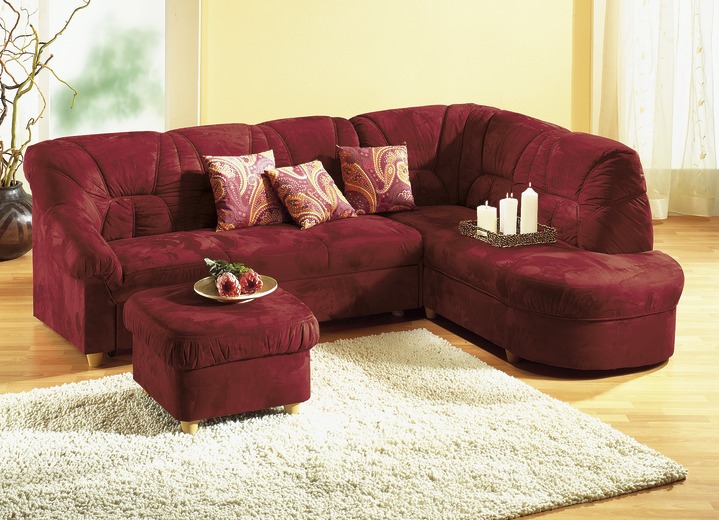 Polstermöbel - Polstermöbel in verschiedenen Bezugsvarianten, in Farbe BORDEAUX, in Ausführung Wohnlandschaft ohne Bettfunktion, 143x285x175 cm Ansicht 1