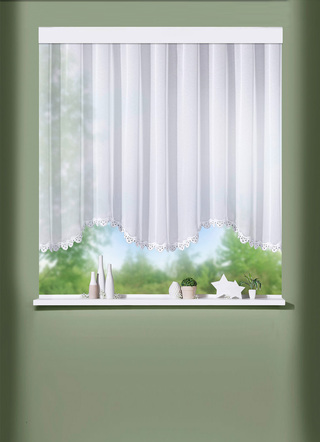 Blumenfenster-Vorhang aus echter Plauener Spitze
