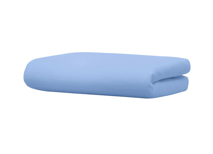 Spannbetttücher - Biber-Betttuch aus 100% Baumwolle, in Größe 031 (2 Betttücher, 150/250 cm) bis 032 (1 Betttuch, 220/270 cm), in Farbe BLEU Ansicht 1