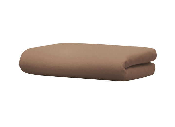 Spannbetttücher - Biber-Betttuch aus Baumwolle, in Größe 031 (2 Betttücher, 150/250 cm) bis 032 (1 Betttuch, 220/270 cm), in Farbe SCHOKO Ansicht 1