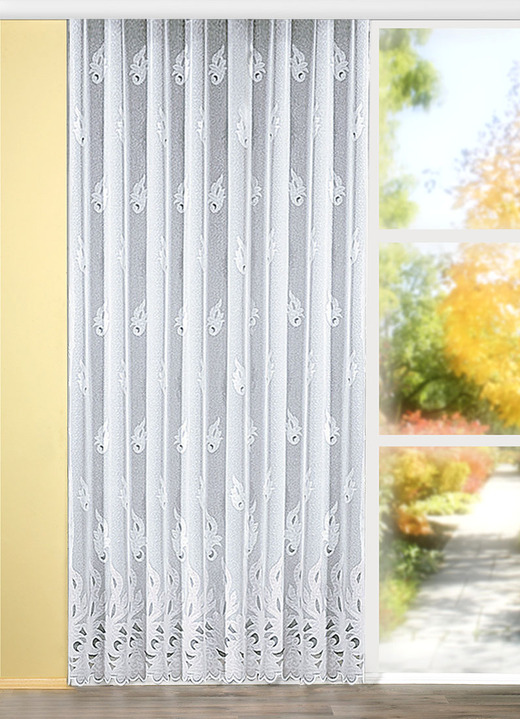 - Dekorativer Langvorhang mit Universalschienenband, in Größe 217 (H220xB300 cm) bis 259 (H240xB750 cm), in Farbe WEISS Ansicht 1