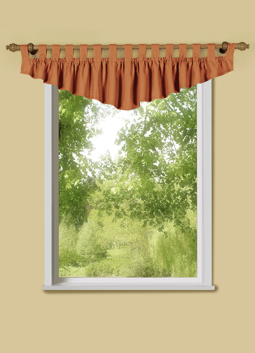 Klassisch - Querbehang mit Schlaufen und Universalschienenband, in Größe 751 (H40xB150 cm) bis 759 (H40xB350 cm), in Farbe TERRA Ansicht 1