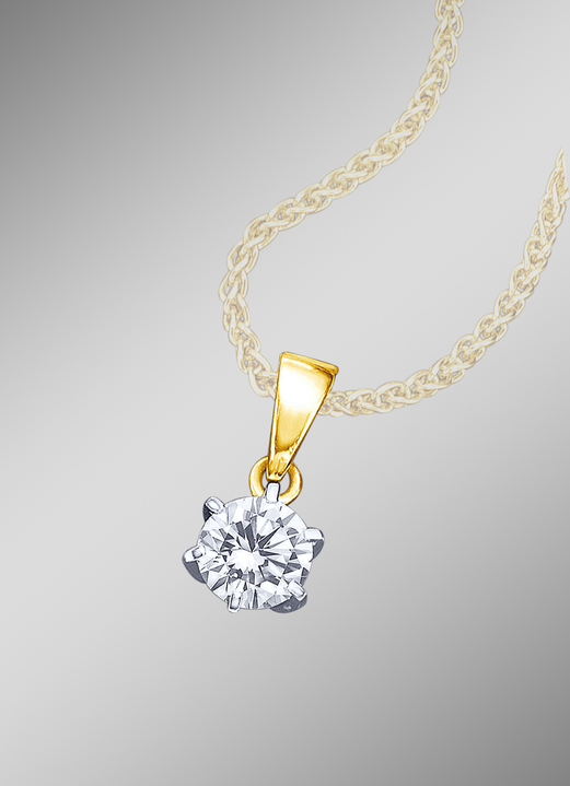 mit Diamanten - Solitäranhänger mit lupenreinem Brillant, in Farbe
