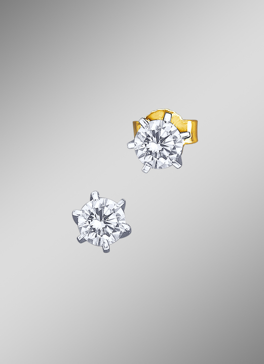 Diamant-Solitäre - Hochwertige Solitärohrstecker mit Brillanten, in Farbe