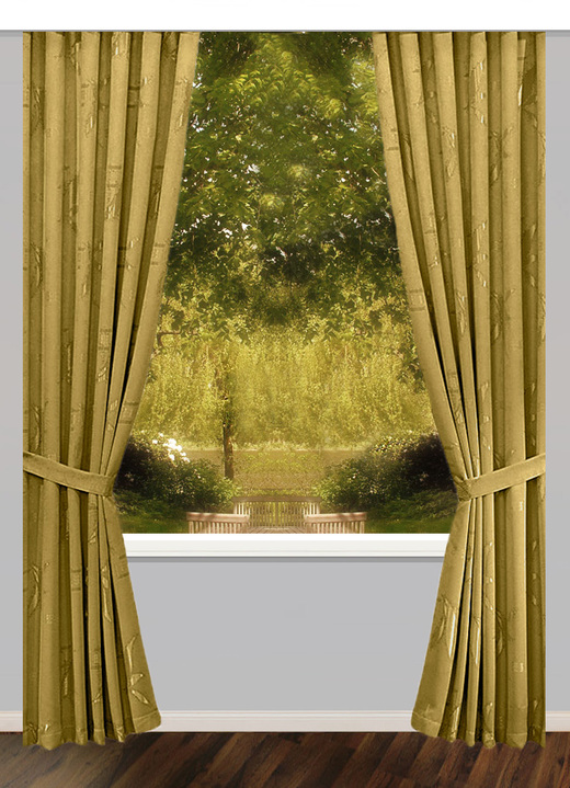Klassisch - Tag/Nachtvorhang-Garnitur in verschiedenen Farben, in Größe 363 (H150xB130 cm) bis 899 (2er-Pack Raffhalter, 80 cm), in Farbe GRÜN Ansicht 1
