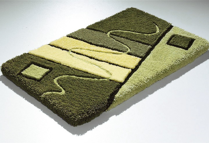 Badgarnituren - «Glenette» Badgarnitur in verschiedenen Farben, in Größe 100 (Vorleger halbrund, 50x 80 cm) bis 112 (WC-Deckelbezug, 47x50 cm, mit Kordel), in Farbe GRÜN Ansicht 1