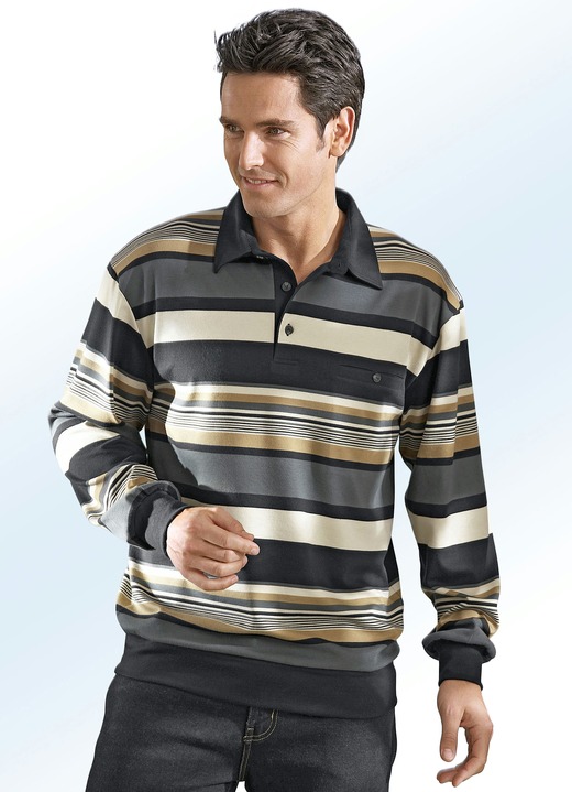 Hemden, Pullover & Shirts - Poloshirt in 3 Farben Hemden, Pullover & Shirts - Poloshirt in 3 Farben, in Größe 046 bis 062, in Farbe SCHWARZ-BEIGE-CAMEL-GRAU