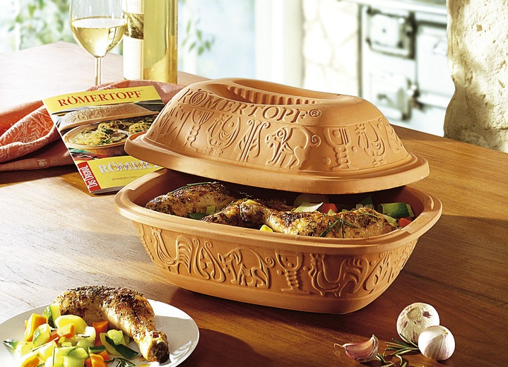- Römertopf mit Kochbuch, in Farbe TERRACOTTA, in Ausführung Inhalt bis 2,5 kg