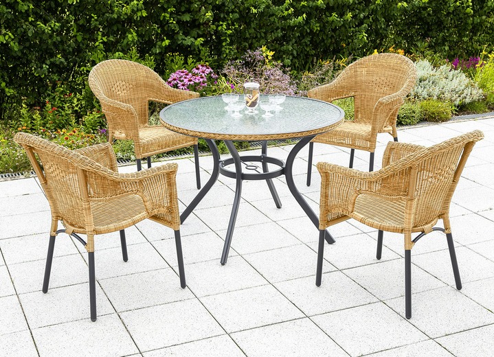 Gartenmöbel - «Ravenna »Gartenmöbel, Set 5 teilig in verschiedenen Ausführungen, in Farbe NATUR, in Ausführung Sparset mit rundem Tisch Ansicht 1