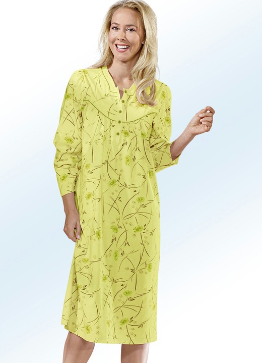 Mode - Nachthemd, Langarm mit Knopfleiste, in Größe 038 bis 060, in Farbe LIMONE-BUNT Ansicht 1