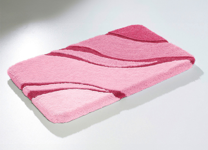 Badgarnituren - «Kleine Wolke» Badgarnitur in verschiedenen Farben, in Größe 100 (Vorleger halbrund, 50/ 80 cm bis 112 (WC-Deckelbezug mit Kordel, 47/ 50 cm)), in Farbe ROSA Ansicht 1