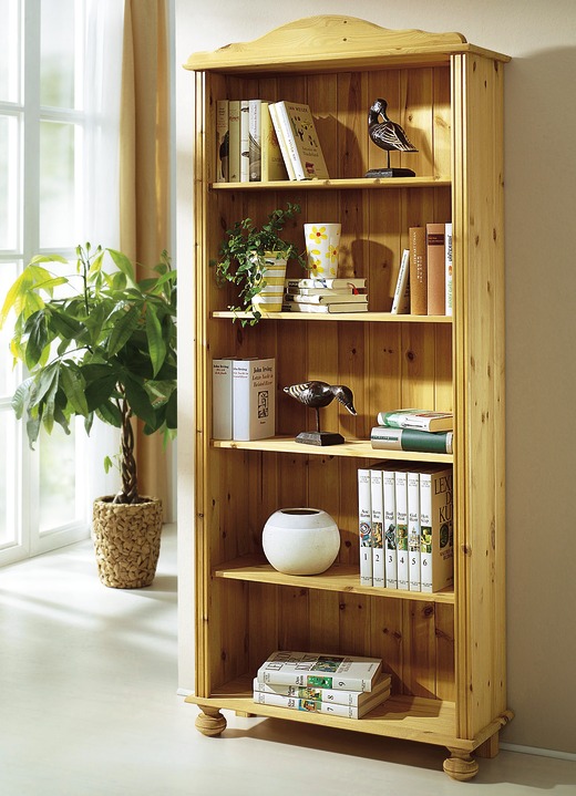 Regale & Schränke - Bücherregal aus massivem Kiefernholz, in Farbe NATUR, in Ausführung Regal, groß Ansicht 1