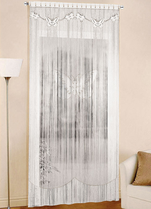 Modern - Fadenvorhang, passend für Vorhangstange und Schiene , in Größe 136 (H125xB100 cm) bis 268 (H245xB100 cm), in Farbe ECRU Ansicht 1