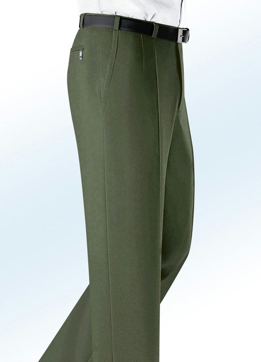 Herrenmode - «Klaus Modelle»-Hose mit Seitentaschen in 5 Farben, in Größe 024 bis 110, in Farbe OLIV
