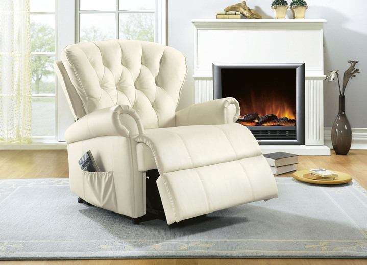 - Relax-Sessel auf stabilem Gestell aus Holz, in Farbe CREME, in Ausführung Relax-Sessel, mechanisch