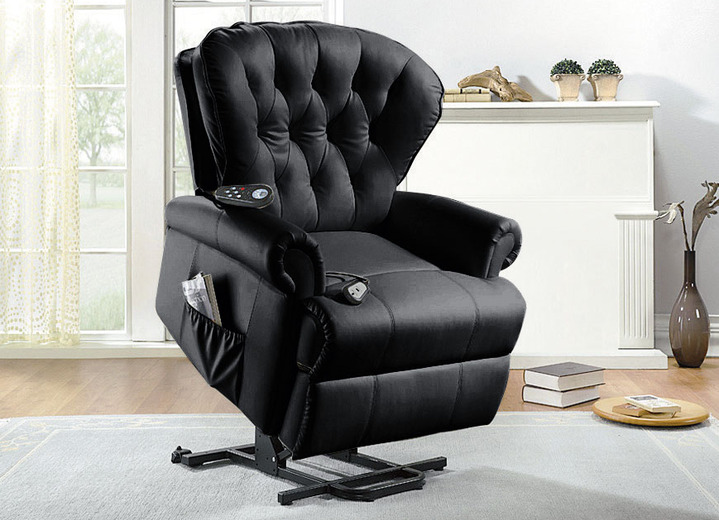 - Relax-Sessel auf stabilem Gestell aus Holz, in Farbe SCHWARZ, in Ausführung Massage-Sessel mit Aufstehhilfe