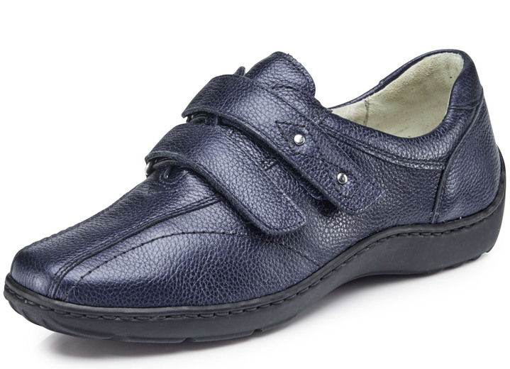 Komfortschuhe - Waldläufer Klettschuh mit handangenähter Sohle Komfortschuhe - Waldläufer Klettschuh mit handangenähter Sohle, in Größe 3 1/2 bis 8, in Farbe DUNKELBLAU