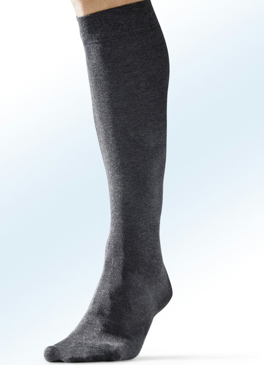 Unterwäsche - Viererpack Kniestrümpfe, uni, in Größe Gr: 1 (Schuhgröße 39-42) bis Gr: 2 (Schuhgröße 43-46), in Farbe 2X ANTHRAZIT MELIERT, 2X SCHWARZ Ansicht 1
