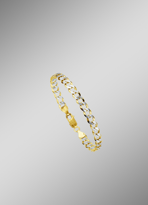 Halsketten & Armbänder - Massive, diamantierte Panzerketten-Garnitur, in Farbe , in Ausführung Armband, Länge 21 cm Ansicht 1