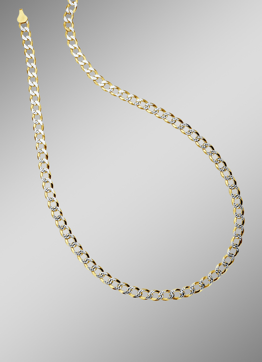 Halsketten & Armbänder - Massive, diamantierte Panzerketten-Garnitur, in Farbe , in Ausführung Halskette, Länge 45 cm Ansicht 1