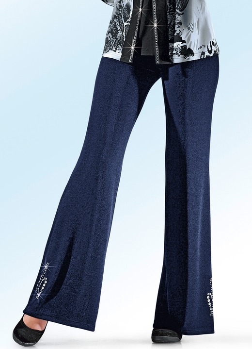 Hosen - Hose mit Metallplättchen-und Strasszier, in Größe 020 bis 060, in Farbe NACHTBLAU Ansicht 1