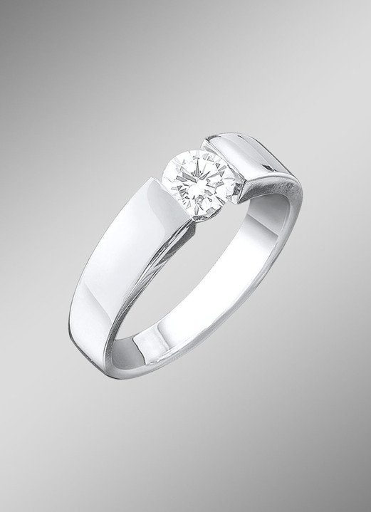 mit Diamanten - Exquisiter Damenring in Weissgold mit Brillant, in Größe 160 bis 220, in Farbe  Ansicht 1