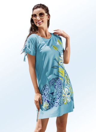 Longshirt mit kurzen Ärmeln und platziertem Druckdessin