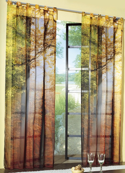 Modern - Übervorhang mit Digitaldruck Herbst-Motiv , in Größe 365 (H145xB120 cm) bis 572 (H245xB120 cm), in Farbe , in Ausführung mit Schlaufen
