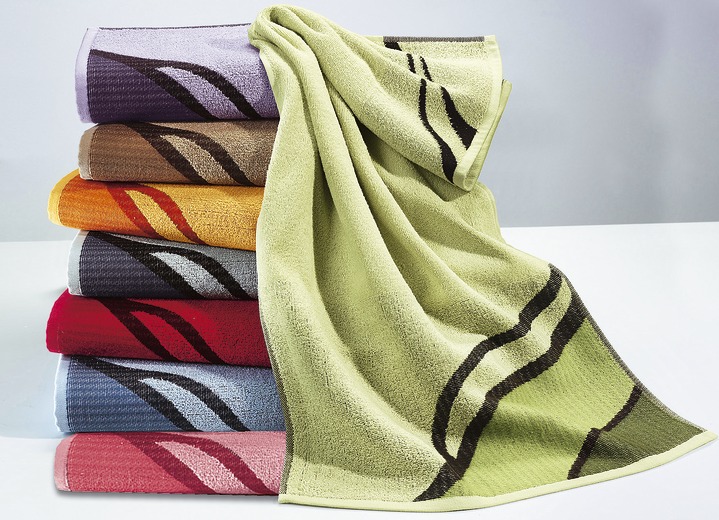 Handtücher - Frottier-Serie mit ansprechendem, diagonalem Wellen-Dessin, in Größe 200 (1 Handtuch, 50/100 cm) bis 208 (Sparset, 5-teilig), in Farbe LILA