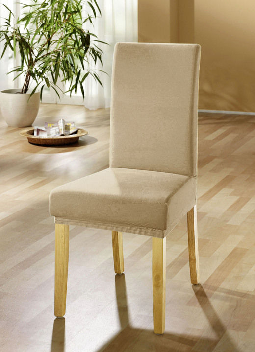 Sessel- & Sofaüberwürfe - Stuhlbezüge für alle gängigen Stuhlformen, in Größe 106 (Stuhlbezug) bis 112 (Stuhlbezug, 2er-Set), in Farbe SAND Ansicht 1