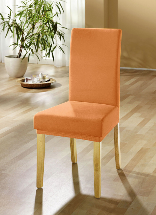 Sessel- & Sofaüberwürfe - Stuhlbezüge für alle gängigen Stuhlformen, in Größe 106 (Stuhlbezug) bis 112 (Stuhlbezug, 2er-Set), in Farbe TERRA Ansicht 1