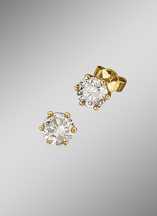mit Diamanten - Solitärohrstecker mit Brillanten, in Farbe
