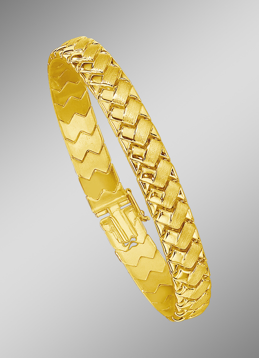 ohne Steine / mit Zirkonia - Schweres Armband  in Geflecht-Optik mit Kastenschloss, in Farbe  Ansicht 1