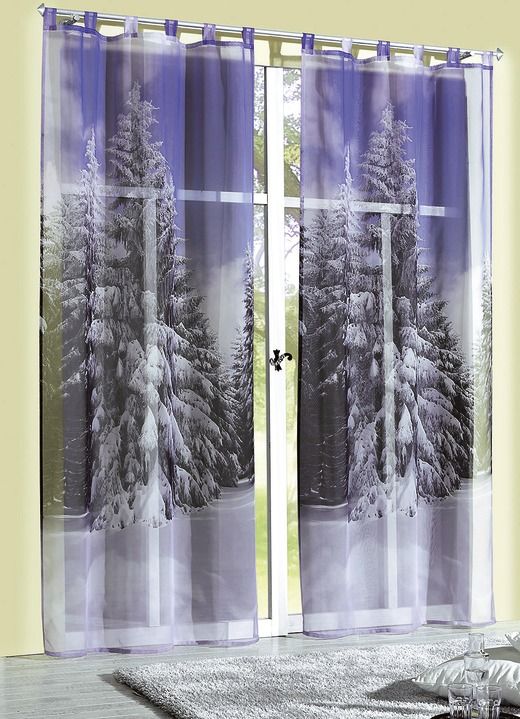 Modern - Dekoschal «Winterwald» in verschiedenen Ausführungen, in Größe 365 (H145xB120 cm) bis 572 (H245xB120 cm), in Farbe , in Ausführung mit Universalschienenband