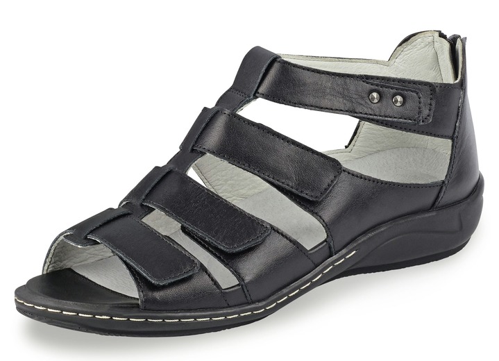 - Waldläufer Riemchen-Sandalette in sommerlichem Stil, in Größe 4 1/2 bis 9, in Farbe SCHWARZ Ansicht 1